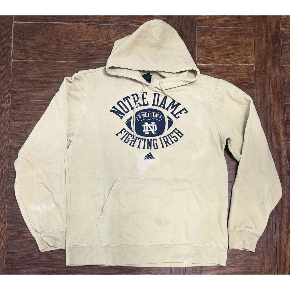Vintage Adidas Men’s Size M Notre Dame Yellow Hoodie Sweatshirt College